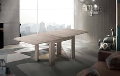 Dmora - Table à rallonge Otto, Console de Cuisine auxiliaire, Table Extensible, 100% Made in Italy, 90x90h75 cm, Orme nacré