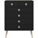 Commode rectangulaire en mdf coloris noir et chêne naturel- Longueur 81,30 x profondeur 39,60 x hauteur 105,20 cm Pegane