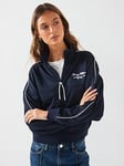 Tommy Hilfiger Script Logo Zip Through Hoodie - Navy, Navy, Size S = Uk 8, Women