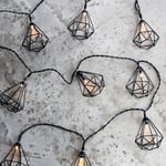 10 Black Diamond Cage Pendant Battery Operated LED Indoor Fairy String Lights 