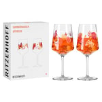 RITZENHOFF 2849001 Sommerrausch Lot de 2 verres à apéritif 500 ml Motif papillons Fabriqué en Allemagne, Orange/Rouge