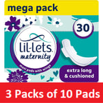 Lil-Lets Maternity Pads Extra Long Thick Towels Postpartum after Birth 3 x 10