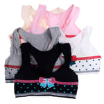 Kids Young Girls Bras Underwear Bow Dot Belt Vest Sport Training Gray
