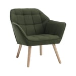 Fauteuil Salon Moderne Fauteuil Scandinave avec Pied Doré Fauteul Design Salon Rembourré Fauteuil 1 Place pour Chambre, Lin, Vert