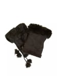 Yumi Faux Fur Fingerless Gloves, Black