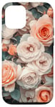 Coque pour iPhone 12/12 Pro Rose en fleurs complexes - Motif floral pastel