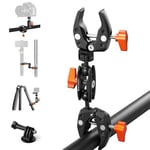 K&F Concept MS25 Magic Arm with Double Super Clamp, Double Clamp with Adapter, Action Camera Mounts with 360° Double Ball Head, Camera Clamp Mount for Tripod/Bike/Motorcycle/Selfie Stick