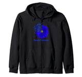 Alopecia Awareness Ribbon Blue Sunflower Ribbon Hope Zip Hoodie