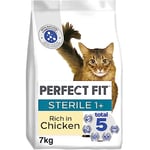 Perfect Fit Sterile Adult 1+ Complete Dry Cat Food for Adult Cats Aged 1+ Years, Rich in Chicken, 1 Bag (7 kg)