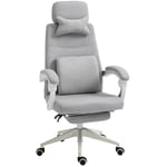 Vinsetto Fauteuil de Bureau Chaise de Bureau Grand Confort Dossier réglable Repose-Pied roulettes 360° Lin 62 x 68 x 127 cm Gris