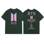 Bts Same Short-sleeved Casual Loose Star Short-sleeved T-shirt Top Green XS