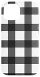 iPhone 15 Black White Checkered Plaid Flannel Gingham Pattern Checker Case