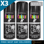 JET BLACK GLOSS FINISH SPRAY PAINT MULTI PURPOSE FAST DRYING AEROSOL 400ML x3