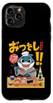 Coque pour iPhone 11 Pro Shark Mangeant des sushis japonais Kawaii Ramen Anime