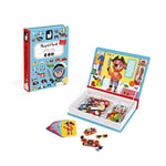 Janod - Magneti'Book Garçon - Jeu Educatif Magnétique 36 Pièces - Apprentissage Motricité Fine et Imagination - Dès 3 Ans, J02719, Bleu