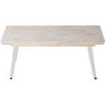 Table basse relevable en bois coloris chêne nordique, pieds en métal blanc - Longueur 120 x profondeur 60 x hauteur 47-64 cm Pegane