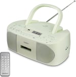 E65010 Radio stéréo (Lecteur CD, Cassette, Port USB, entrée Audio AUX, Lecture MP3. Radio FM PLL,40 mémoires de Stations, Fonctionnement sur Piles, télécommande) Vert