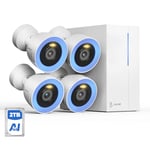 NAPCAT 4K PoE CCTV Security Camera System, Color Night Vision with Spotlights, 130° View, 2-Way Talk, 2TB HDD, 8CH NVR with 4X 8MP IP Camera, Remote Access, 24/7 Recording, AI-Detection, IP67-N2814