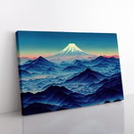 Flowing Japanese Mountains Canvas Wall Art Print Ready to Hang, Framed Picture for Living Room Bedroom Home Office Décor, 76x50 cm (30x20 Inch)