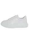 mumka Shoes-Baskets Compensées Blanches-Taille 38-Tennis Femme en Cuir Synthétique et Intérieur Coton Sneaker, Multicolor