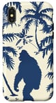 Coque pour iPhone X/XS Bleu Minimaliste Tropical Vintage Bigfoot Mythique Sasquatch