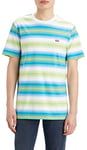 Levi's Men's Ss Original Housemark Tee Chesthit Logo T-Shirt, Fizzy Stripe Swedish Blue, S