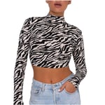 2021 New Turtleneck Tops for Women Leopard Shirt for Women High Waist Vintage Tops Streetwear Womens Tops Black XS