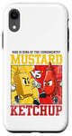 Coque pour iPhone XR Graphique de combat moutarde contre ketchup King of the Condiments