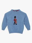 Trotters Baby Drumming Guardsman Wool Blend Jumper, Blue Marl