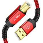 Câble d'imprimante 3M, câble USB de type A mâle vers B mâle, câble de scanner haute vitesse compatible avec HP, Canon, Dell, Epson, Lexmark, Xerox, Samsung et plus encore (Rouge)