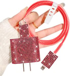 Sparkling Kits Protecteur De Câble Pour Chargeur Compatible Avec Iphone, Protege Chargeur Avec Design De Diamants Rouge Pour Filles, Protecteurs Pour Raccords De Câbles Ligne De Données Usb-[Q2837]