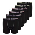 Sloggi Boxer Long Homme, Lot De 6 - Go Abc Natural H Short, Coton Biologique Noir S (Small)