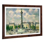 Big Box Art Framed Print of Gustave Loiseau The Place of The Bastille Design | Wall Art Picture | Home Decor for Kitchen, Living Room, Bedroom, Hallway, Walnut, A2 / 24.5x18 Inch / 62x45cm