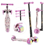 AREBOS Trottinette Rose Cityroller Scooter réglable en Hauteur Roues LED-XXL