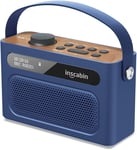 M60 Radio numérique portable DAB/DAB+ FM / haut-parleur portable sans fil avec Bluetooth/son stéréo/deux haut-parleurs/double réveil/batterie rechargeable/beau design (bleu)