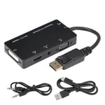 C&acirc;ble adaptateur 4 en 1 Displayport vers HDMI/VGA/DVI/convertisseur audio multifonction