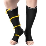 CAMBIVO Bas de Contention Pied Ouvert, Chaussettes de Contention Femme Homme, Chaussettes de Compression Classe 2 20-30mmHg pour Varices, l'œdème, Circulation Sanguine Jambes, Voyage