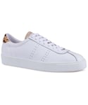 Superga Womens/Ladies 2843 Sport Club S Leather Calf Hair Trainers (White/Light Brown) - Size UK 2.5