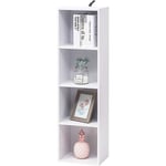 Bibliothèque armoire Woltu Etagère de rangement, Meuble de rangement avec 4 compartiments, 30x24x106 cm, Blanc