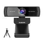 AUSDOM AW651 HDR QHD 2K Zoomable Streaming Webcam with Tripod,1080P 60FPS AutoFocus Web Camera with Dual Noise Cancelling Microphones & Webcam Cover Slide for Live Streaming Zoom Skype Facetime Teams