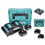 Power Source Kit 18 v avec 2x bl 1850 B5,0 Ah batterie ( 197280-8 ) + dc 18 sh double chargeur ( 199687-4 ) + Makpac - Makita