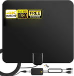 Antenne TV Intérieure Upgrade,420KM Antenne HDTV numérique Longue portée,Amplificateur de Signal Chaînes locales gratuites 4K 1080P TNT DVB-T/DTMB pour Tous Les téléviseurs- 5m de Câble Coaxial