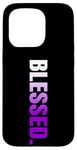 Coque pour iPhone 15 Pro Purple Blessed. Graphique vertical en couleur violette