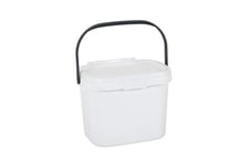 Addis 518252 Everyday Kitchen Food Waste Compost Caddy Bin, 4.5 Litre, White/Metallic Sliver, Silver, 4.5ltr