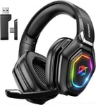 Casque de Jeu sans Fil avec Micro pour PC Ps4 Ps5, Bluetooth 2,4 G - USB - Prise Jack Filaire 3,5 mm 3 Modes sans Fil pour Mac téléphone, Tablette