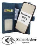 Skimblocker Motorola Moto E14 Magnet Plånboksfodral (Petrol)