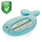 reer MyHappyBath Thermomètre de bain pour bébé en forme de baleine - Design mignon - Thermomètre de bain sans danger pour les enfants - Température de bain optimale pour la baignoire - Sans mercure -