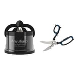 AnySharp Pro Metal Knife Sharpener with Suction, Wolfram, One Size & Smart Sizzors 'Cut Anything' Multi-Purpose Scissors, Blue