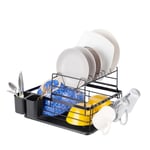 2 Tier Dish Drainer .Rack with plastic Base Tray and Cutlery Holder