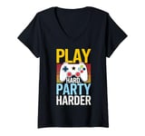 Womens Play Hard, Party Harder V-Neck T-Shirt